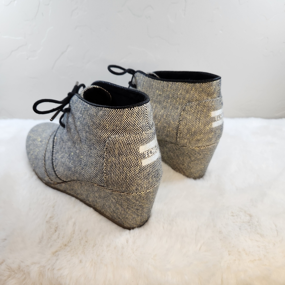 TOMS Desert Wedge | Size 9.5 | Linen Metallic Accents 3" Cork Heel - Picture 11 of 16